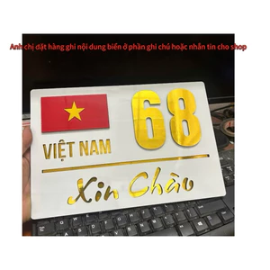 BIỂN SỐ NHÀ CỜ ĐỎ SAO VÀNG, NỀN trăng CHỮ gương vàng