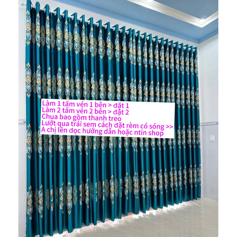 Gấm 3D màu xanh bông cổ điển giá của 1 tấm rèm căng thẳng ( chua bao gồm thanh treo) cản nắng 90%