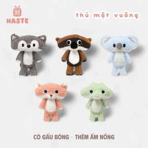 Gấu Thú Bông Mặt Vuông Hề Hước Cáo Mèo Puppy Cún Chó Chồn Sói Koala Lông Xù Siêu Mềm Mịn Siêu Dễ Thương