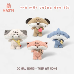 Gấu Thú Bông Mặt Vuông Đeo Phụ Kiện Hề Hước Cáo Mèo Puppy Cún Chó Lông Xù Siêu Mềm Mịn Siêu Dễ Thương