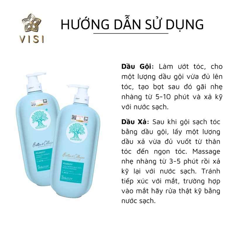 Cặp dầu gội xả biotin collagen voudioty xanh dương 500ml/1000ml ngăn ngừa gàu, giảm nấm ngứa da đầu (2024)