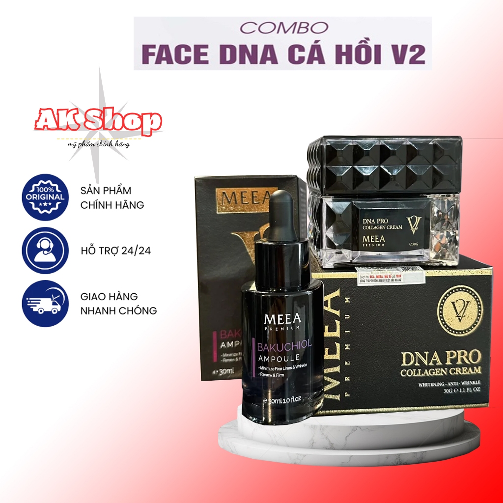 Combo Kem Face Collagen Cá Hồi DNA Pro V2 Meea origin và serum size mini