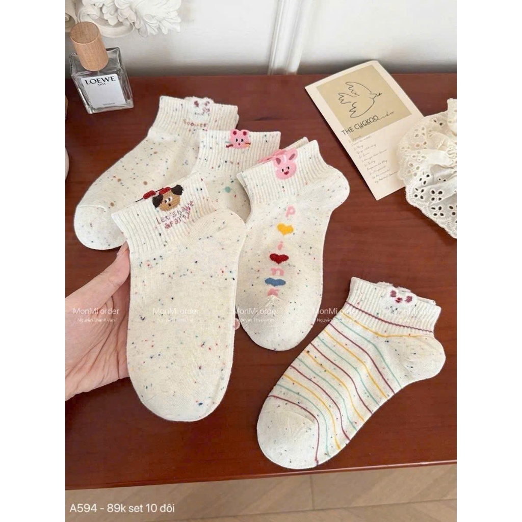 Set 10 đôi tất,vớ cổ cao muối tiêu hoạ tiết ngộ nghĩnh cho nữ