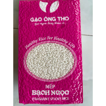 nếp bạch ngọc( nếp bắc, tây bắc việt nam)nếp dẽo,thơm… thương hiệu gạo ông thọ túi 1kg