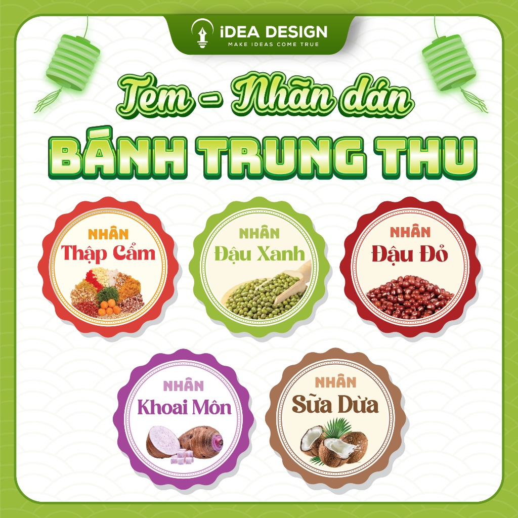 Tem Dán Bánh Trung Thu, Decal Dán Nhân Bánh, Sticker Dán Bánh Ngọt ...