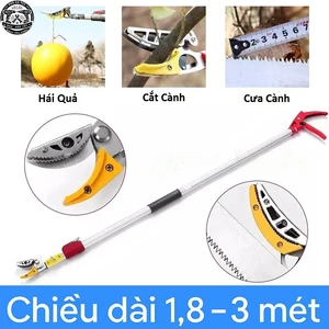 TayThợGiỏi Kéo Cắt Cành Trên Cao 1.5M & 1.8–3M – Cán Hợp Kim Nhôm, Lưỡi Thép SK5, Cưa Hái Quả Tặng Kèm