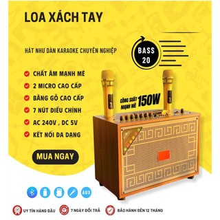 Loa Karaoke Xách Tay Kiomic K36 Tặng Kèm 2 Micro Chống Hú , Bass Âm Không Rè, Âm Thanh Mạnh Mẽ Trung Thực, Sống Động