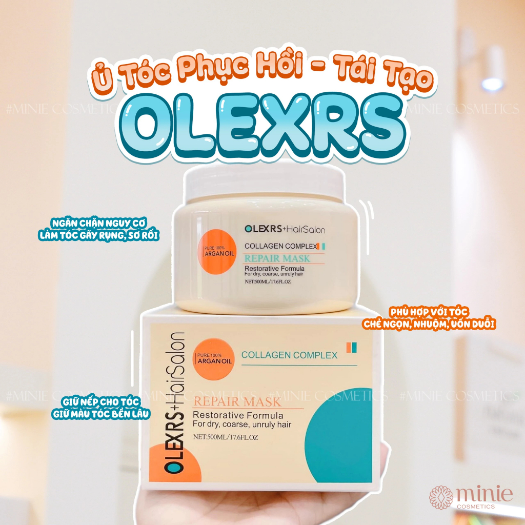 Kem hấp ủ tóc olexrs argan oil collagen complex 500ml phục hồi tóc hư tổn, tóc nát, hương thơm quyến rũ