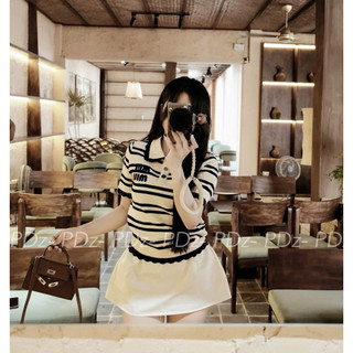 Áo Len Ngắn Tay Miumiu Cổ Bẻ Polo QCCC Cao Cấp