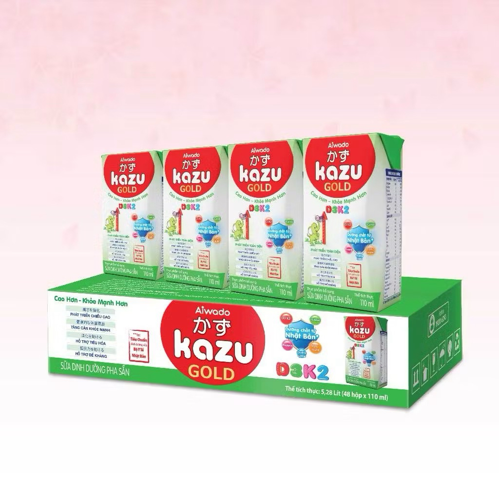 {Siêu hót} Sữa bột pha sẵn Aiwado Kazu D3K2 Gold thùng 48 hộp - giúp con CAO LỚN – KHỎE MẠNH
