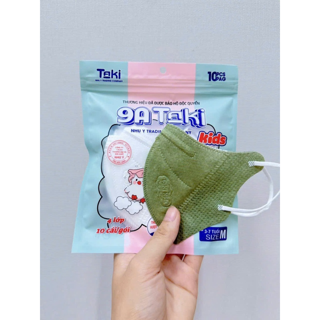 Thùng 100 Chiếc Khẩu Trang 9A Taki Cho Bé - 4 Lớp Chống Nắng -Chống Tia UV- Kháng Khuẩn Lọc Bụi Mịn