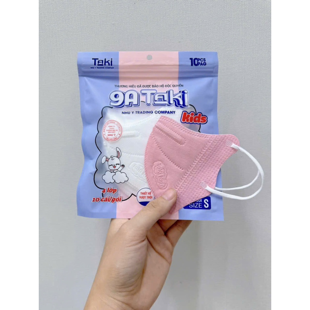 Thùng 100 Chiếc Khẩu Trang 9A Taki Cho Bé - 4 Lớp Chống Nắng -Chống Tia UV- Kháng Khuẩn Lọc Bụi Mịn