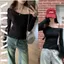 Áo Trễ Vai Tay Dài Thiết Kế Lệch Vai Ôm Sát Body Sexy Phong Cách Hàn Quốc Chất Thun Gân Dày Dặn - T803G