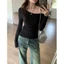 Áo Trễ Vai Tay Dài Thiết Kế Lệch Vai Ôm Sát Body Sexy Phong Cách Hàn Quốc Chất Thun Gân Dày Dặn - T803G