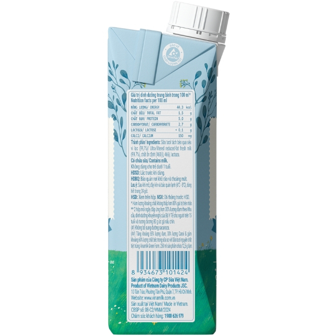 [Giá sỉ] Thùng sữa tươi tiệt trùng Green Farm cao đạm ít béo Vinamilk hộp 250ml (6 Hộp/12 Hộp).