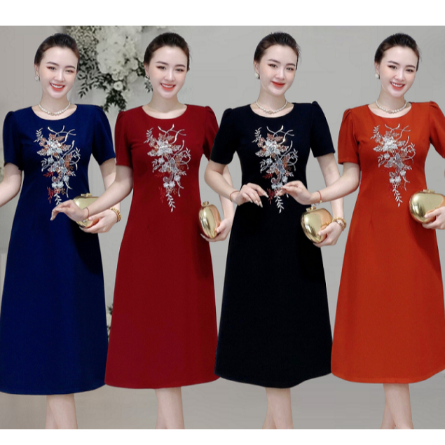 Đầm-Váy Tặng Mẹ-Thời trang Trung Niển-Tiệc Tùng- sự Kiện-U35-U40-U50-U60... Thêu Phale kim sa cao cấp PHÚC AN