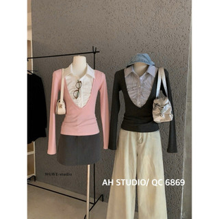 QCL1 6869 Áo thun dài phối sơ mi mới về siêu đẹp chuẩn WGWE xịn sò