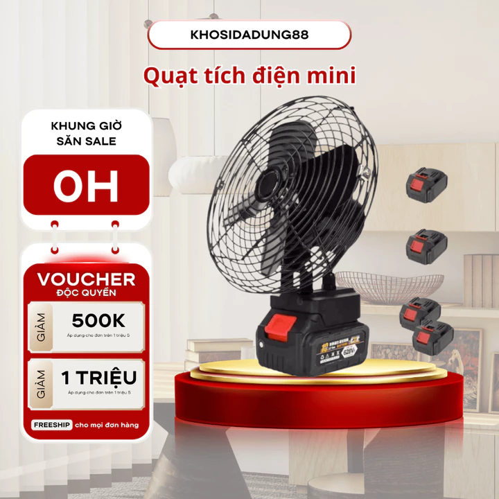 (Hàng Việt Nam Chất Lượng Cao) Quạt Tích Điện Mini Để Bàn Điện Cơ 89 Làm Mát Cực Nhanh, Sử Dụng Liên Tục Nhiều Giờ