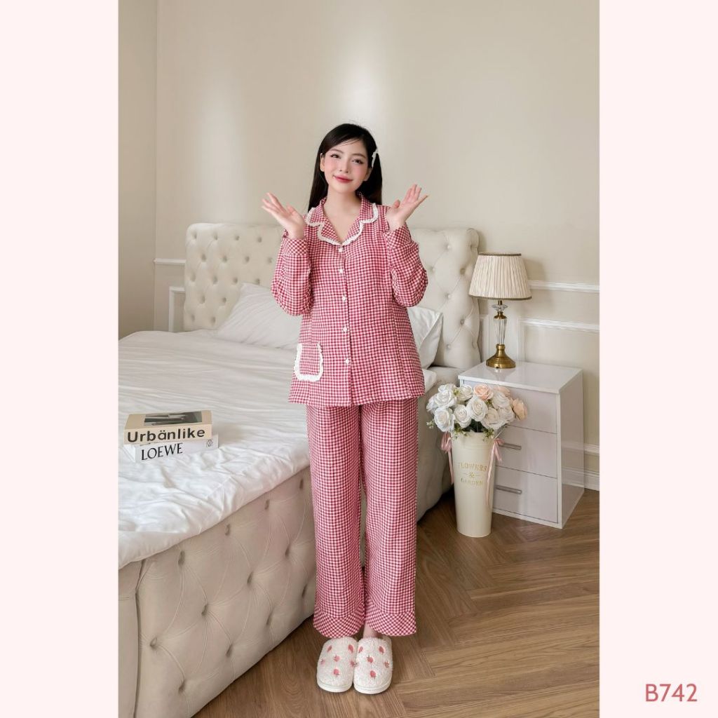 Bộ đồ đũi dáng dài, áo khóa dọc tiện lợi cho con bú quần chun chỉnh, mặc 4 mùa dành cho mẹ bầu và sau sinh B2MUM