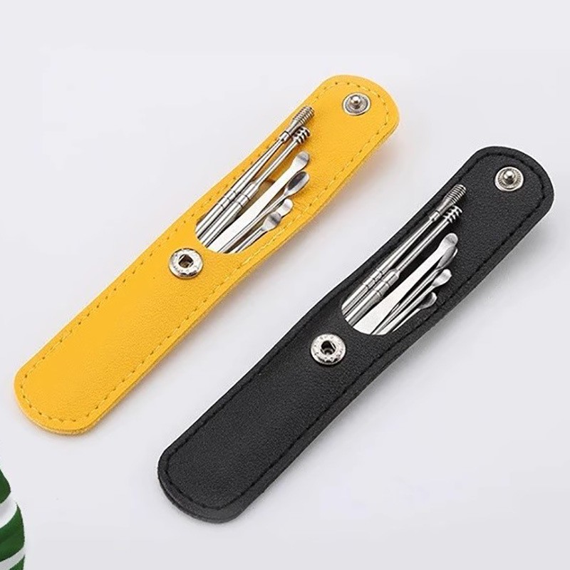 Bộ Dụng Cụ Lấy Ráy Tay Làm Sạch Ráy Tai 6 Món Làm Bằng Thép Kèm Túi Đựng Tiện Dụng