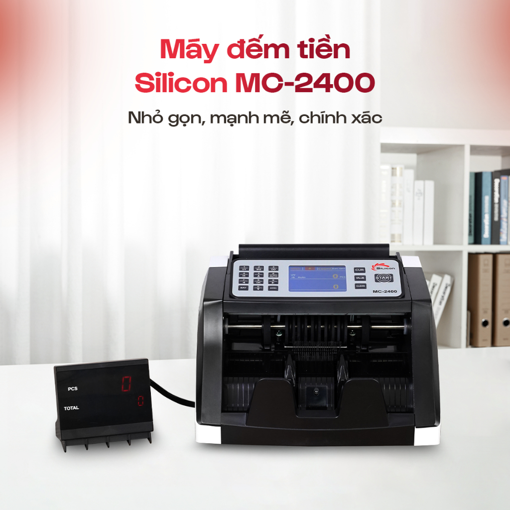 Máy đếm tiền Silicon MC-2400 thiết kế nhỏ gọn, màn hình TFT 2.8 inch