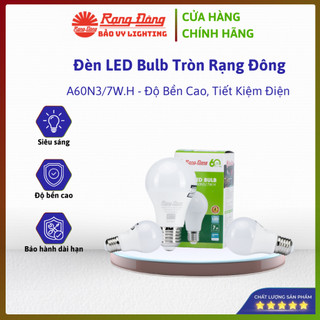 Bóng đèn LED BULB tròn 7W Rạng Đông,siêu sáng, MODEL Bulb A 7W