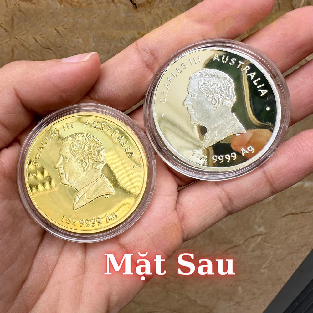 Bộ 2 Đồng Xu hình con Ngựa Úc vàng bạc (combo 2 xu) sang trọng