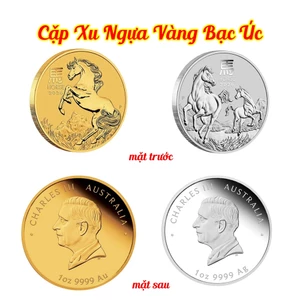 Cặp Đồng Tiền Xu Úc Hình Con Ngựa Mạ Vàng Bạc Quà Tặng Tết Bính Ngọ 2026