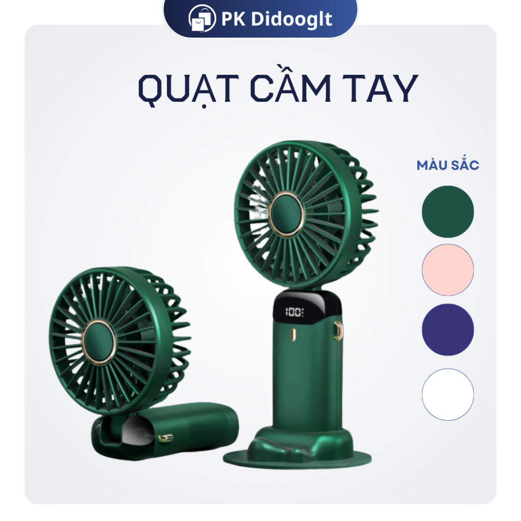 Quạt Cầm Tay Mini Didooglt Tích Điện10.000mAh 5 Tốc Độ Gió Có Dây Đeo Cổ,Đèn LED Hiển Thị Mẫu Mới