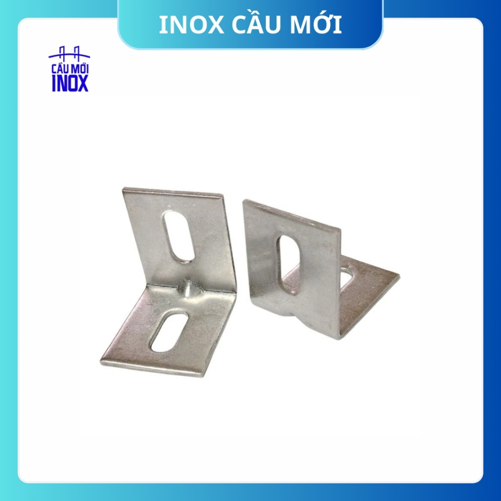 Bass inox 304 chữ L dày 2.5mm - Bản lề góc 90 độ cố định đá, gỗ, tường – Lỗ 8x20mm