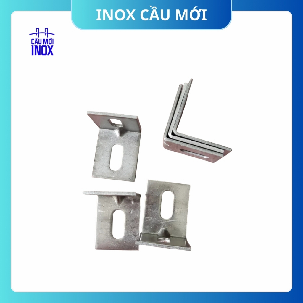 Bass inox 304 chữ L dày 2.5mm - Bản lề góc 90 độ cố định đá, gỗ, tường – Lỗ 8x20mm