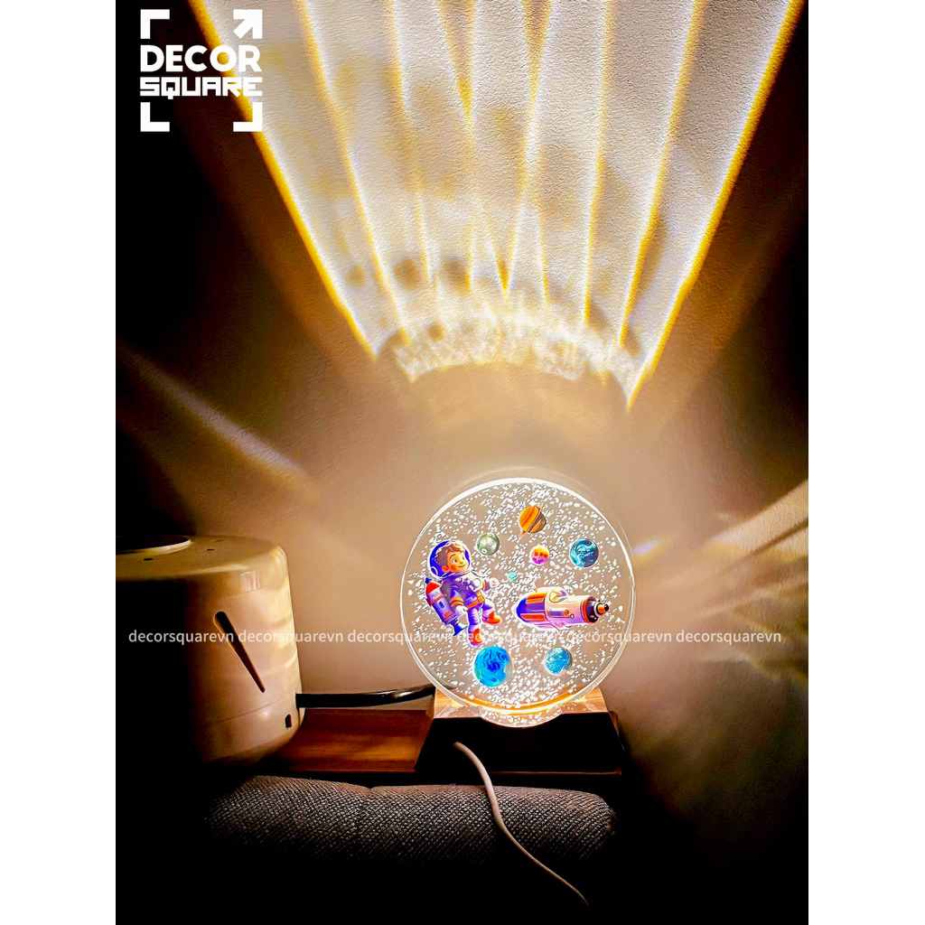 Đèn Ngủ Thuỷ Tinh 3D Led phát sáng hình Hành Tinh Vũ Trụ & Phi Hành Gia| decor phòng ngủ chill