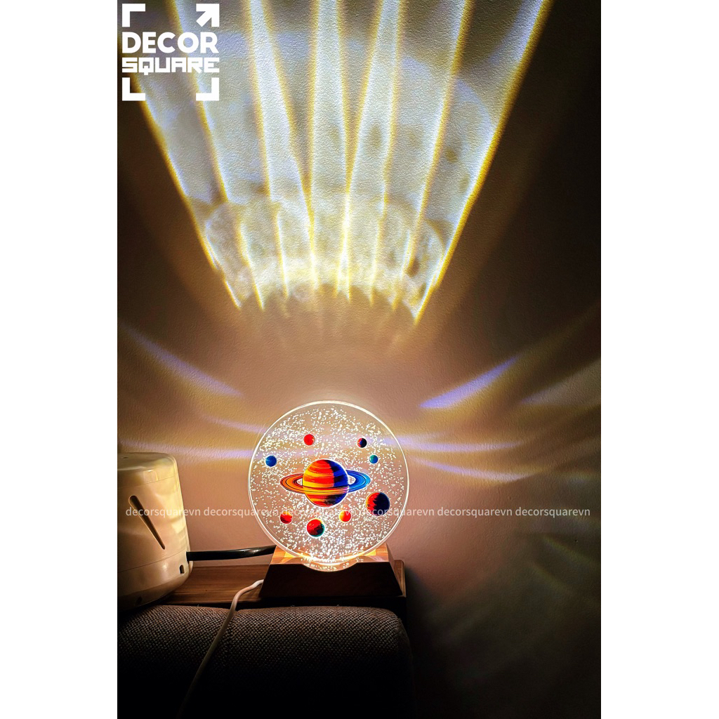 Đèn Ngủ Thuỷ Tinh 3D Led phát sáng hình Hành Tinh Vũ Trụ & Phi Hành Gia| decor phòng ngủ chill