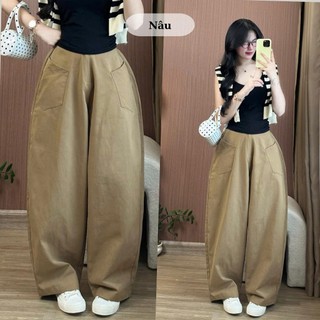 Quần harem nữ parachute pants kaki dày dặn ống rộng 2 túi dáng suông thoải mái đi học đi làm phong cách cá tính 45