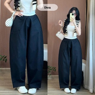 Quần harem nữ parachute pants kaki dày dặn ống rộng 2 túi dáng suông thoải mái đi học đi làm phong cách cá tính 45