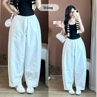 Quần harem nữ parachute pants kaki dày dặn ống rộng 2 túi dáng suông thoải mái đi học đi làm phong cách cá tính 45