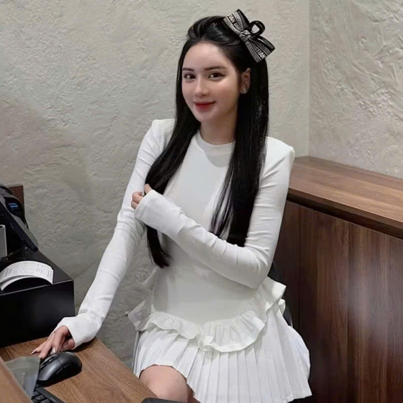 [COTTON LOẠI 1] Áo Thun Dài Tay Cổ Tròn Đuôi Bèo Nữ RANSHI Hack Eo Tôn Dáng Che Khuyết Điểm Tốt Chất Cotton Mịn Đẹp