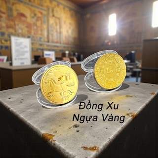 🌸 Sale TẾT🌸 Đồng Tiền Xu Con Ngựa Lì Xì Tết May Mắn - Tặng Kèm Túi Gấm LỘC phong thủy, Quà Tết 2026