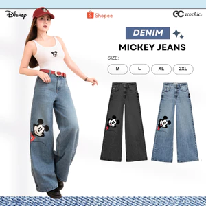 Quần Jeans Dài Unisex ECOCHIC MICKEY Quần Bò Denim Nam Nữ Cao Cấp Hàng Chính Hãng Bản Quyền Disney JD01