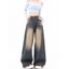 Quần jeans ống rộng, Quần bò ống rộng gân lưng cao bụi vàng Hot Hack dáng LN12