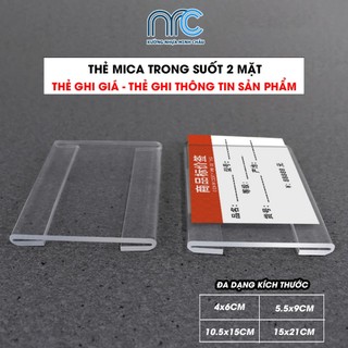 Thẻ kẹp nhãn giá mica trong dán kệ tiện dụng, Kẹp giá, ghi thông tin nhiều kích thước
