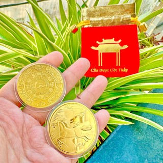 🌸 Sale TẾT🌸 Đồng Tiền Xu Con Ngựa Lì Xì Tết May Mắn - Tặng Kèm Túi Gấm LỘC phong thủy, Quà Tết 2026