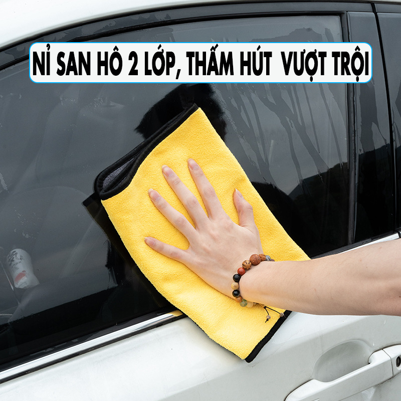Khăn lau xe 2 mặt cho ô tô, xe máy PICAUTO, chất liệu nỉ san hô cao cấp, chống xước, thấm hút NT20