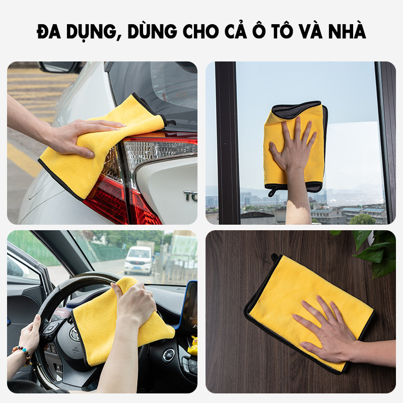 Khăn lau xe 2 mặt cho ô tô, xe máy PICAUTO, chất liệu nỉ san hô cao cấp, chống xước, thấm hút NT20