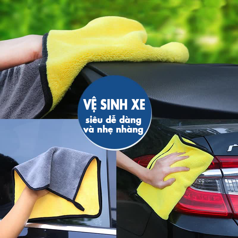 Khăn lau xe 2 mặt cho ô tô, xe máy PICAUTO, chất liệu nỉ san hô cao cấp, chống xước, thấm hút NT20