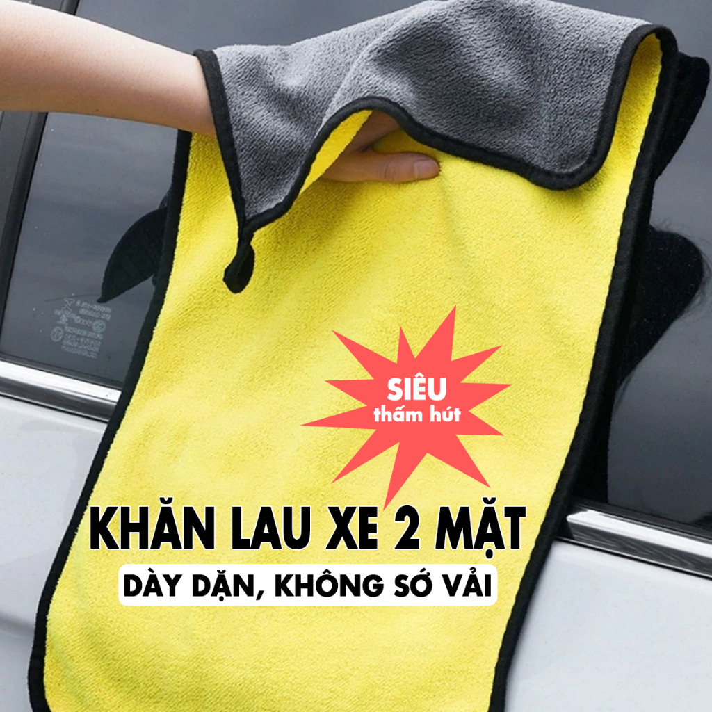 Khăn lau xe 2 mặt cho ô tô, xe máy PICAUTO, chất liệu nỉ san hô cao cấp, chống xước, thấm hút NT20
