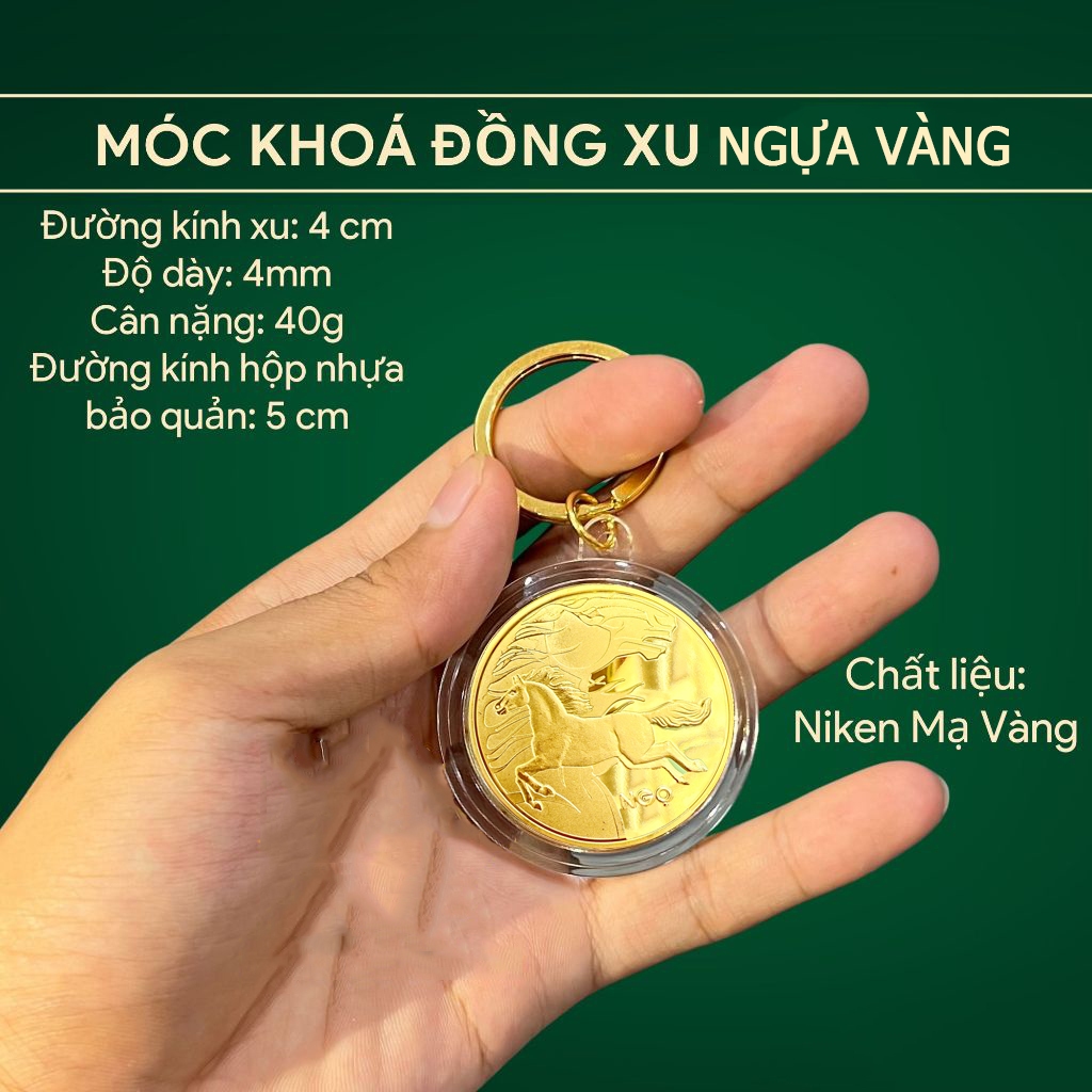 (RƯỚC LỘC) Móc Khóa Xu Con Ngựa Vàng , chữ Lộc , quà tặng Tết 2026