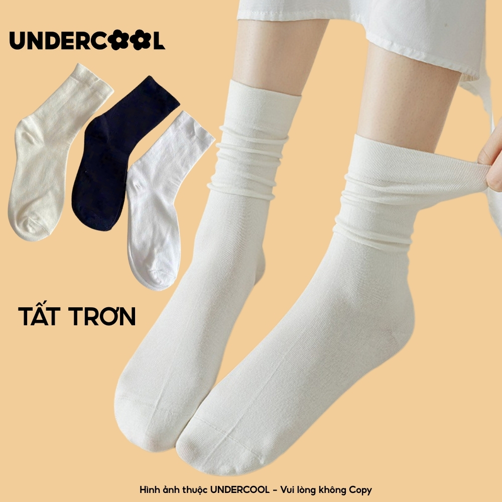 Đôi Tất Cổ Cao Cotton Mỏng Nữ UNDERCOOL Mềm Mại Màu Trơn Phong Cách Hàn Quốc,Thấm Hút Tốt TC93