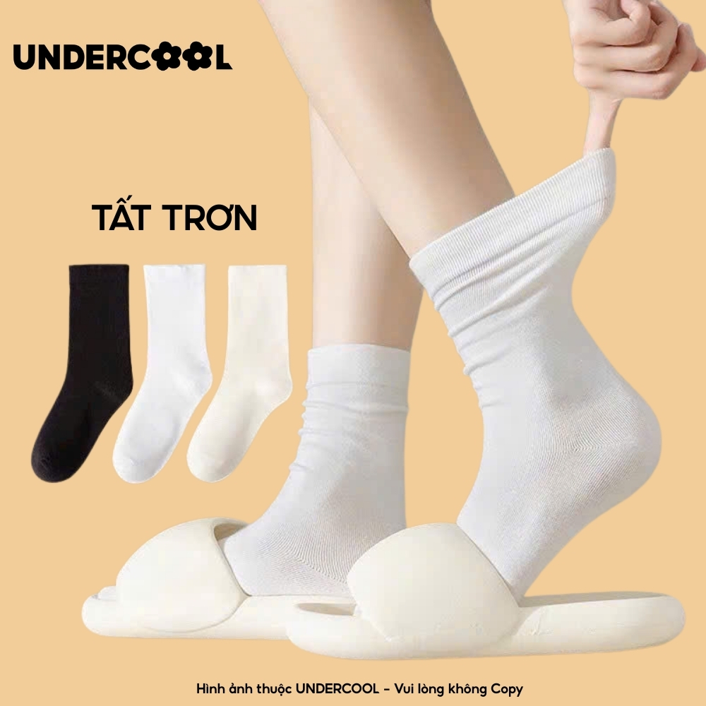 Đôi Tất Cổ Cao Cotton Mỏng Nữ UNDERCOOL Mềm Mại Màu Trơn Phong Cách Hàn Quốc,Thấm Hút Tốt TC93