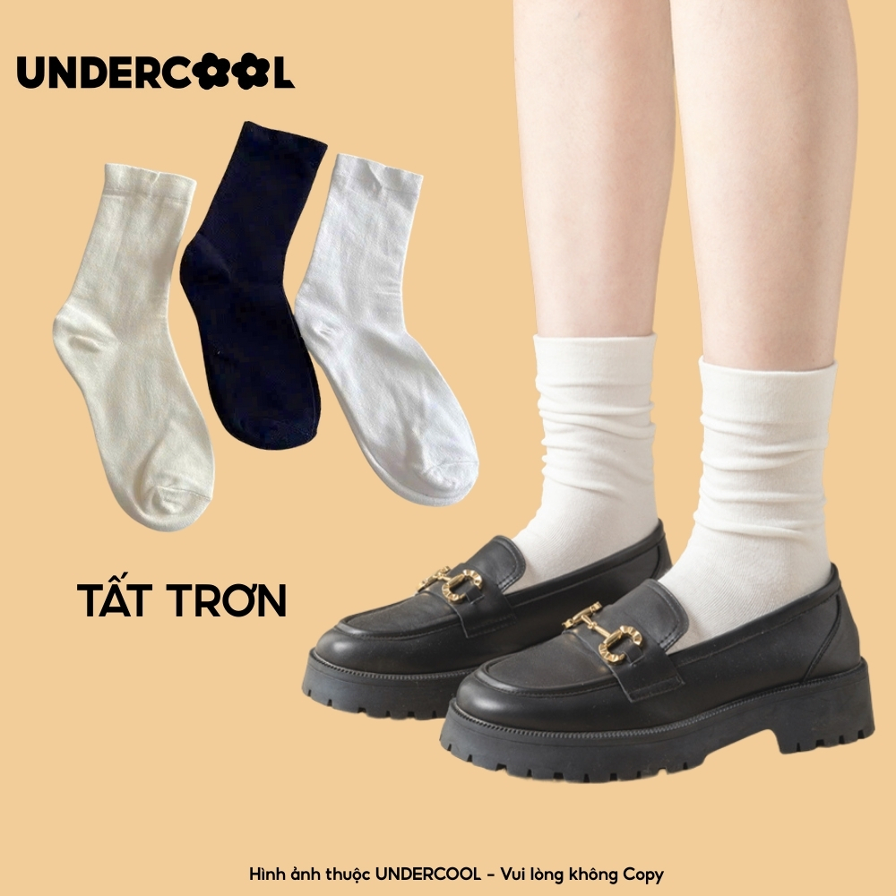 Đôi Tất Cổ Cao Cotton Mỏng Nữ UNDERCOOL Mềm Mại Màu Trơn Phong Cách Hàn Quốc,Thấm Hút Tốt TC93